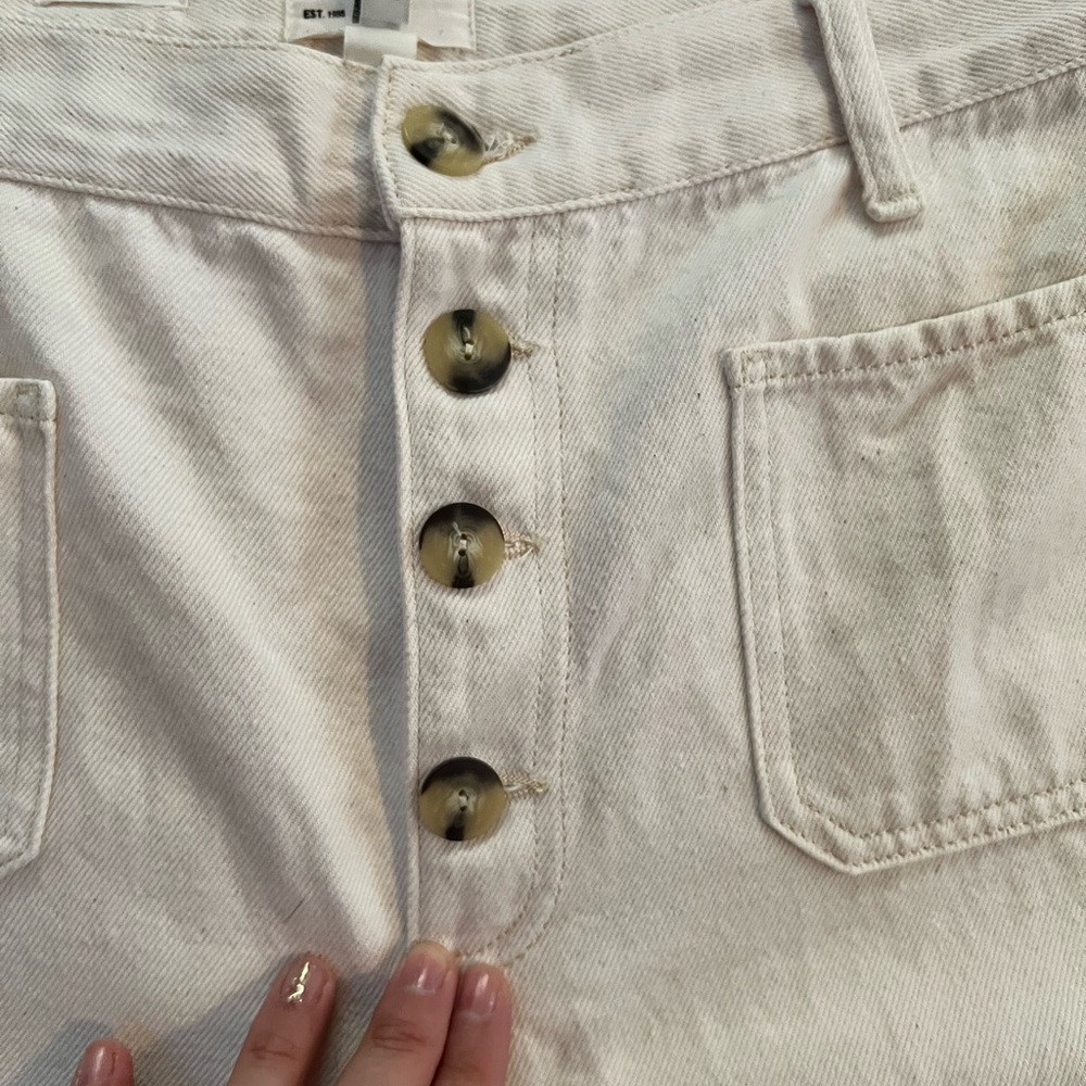 Anthropologie x River Island Pocket front wide leg jeans in ecru - Picture 8 of 12
